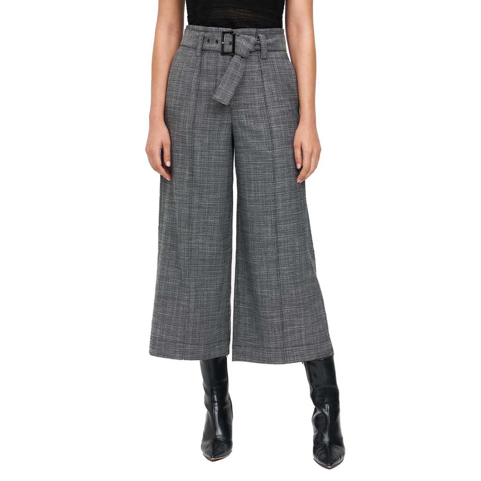 Veronika Maine Monochrome Tweed Cropped Pant